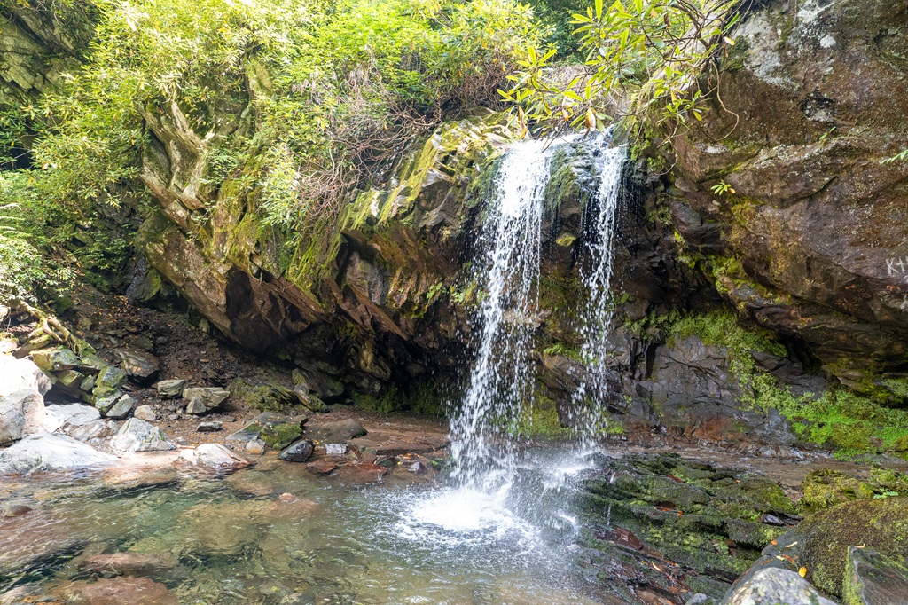 Grotto Falls located within the Great Smoky Mountains National Park.