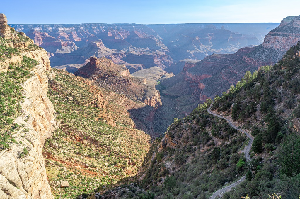 Views from the Bright Angel Trail in Grand Canyon.