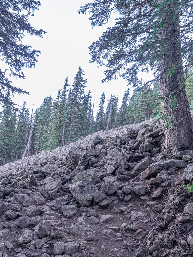 Talus-covered slope along Humphreys Trail towards Humphreys Peak.