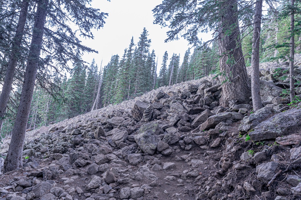 Talus-covered slope along Humphreys Trail towards Humphreys Peak.