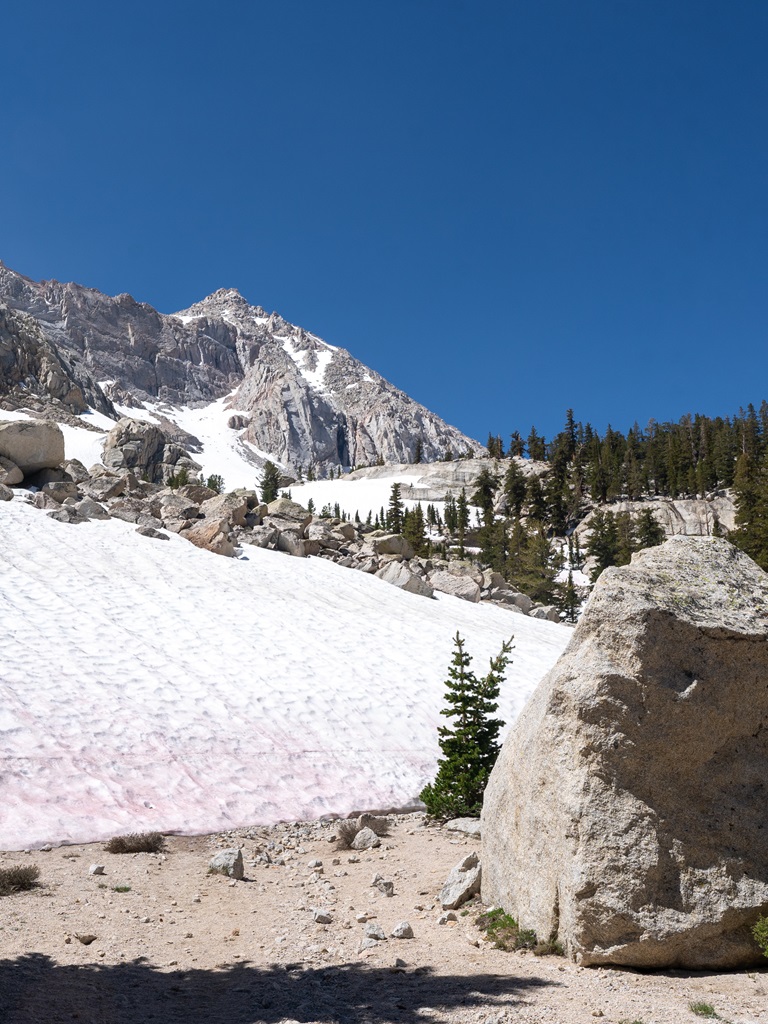 Snow piled up along the Mt. Whitney Trail.