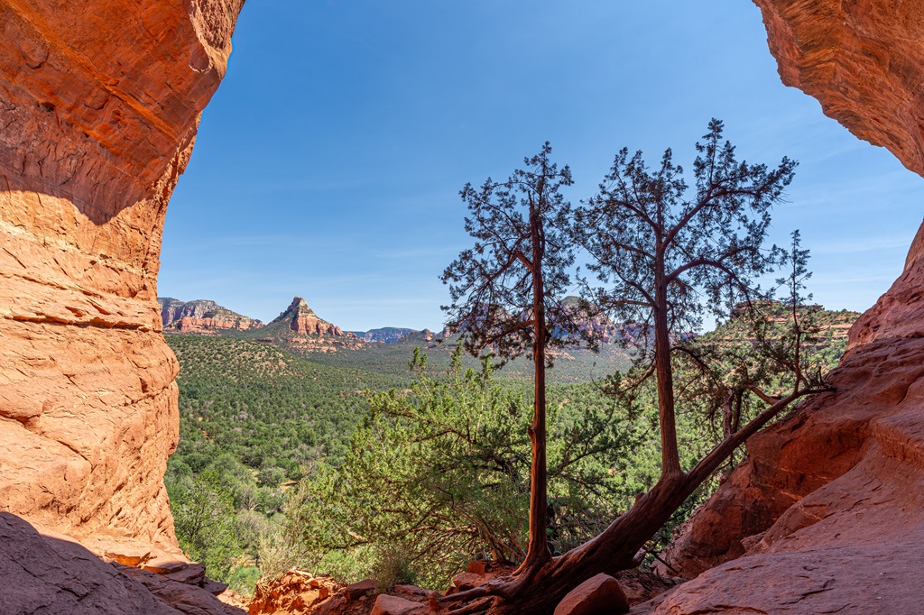 View of the stunning scenery from the inside of the Birthing Cave.