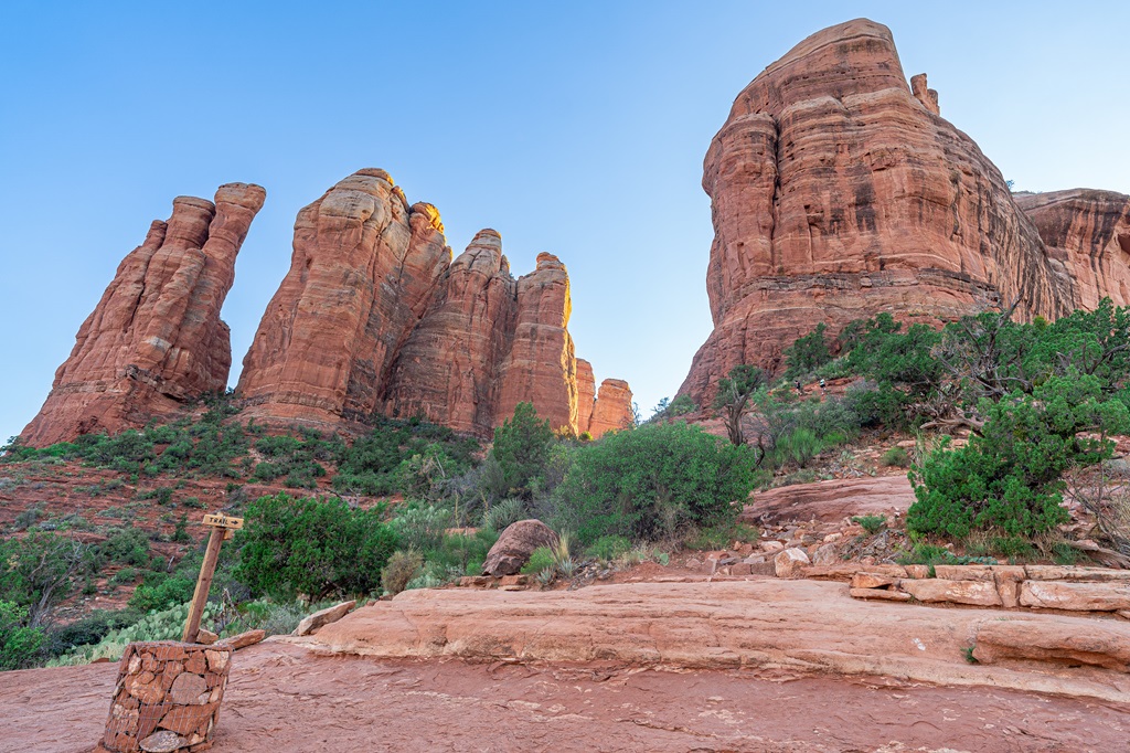 Closer view of Cathedral Rock from Cathedral Rock Trail.