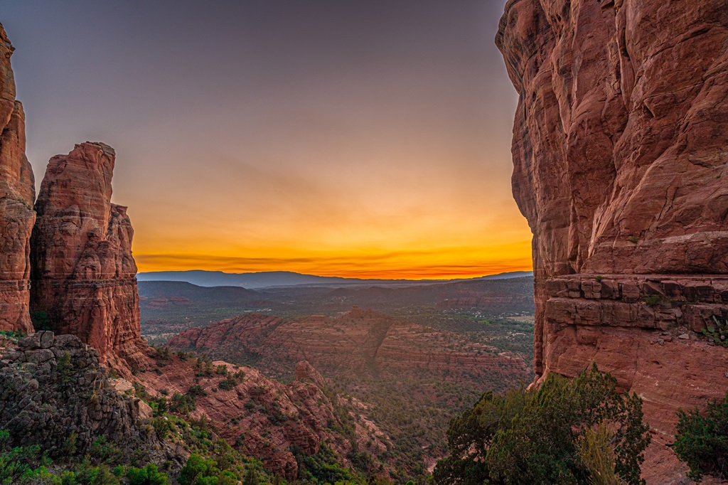 Sunset at Cathedral Rock in Sedona, Arizona.