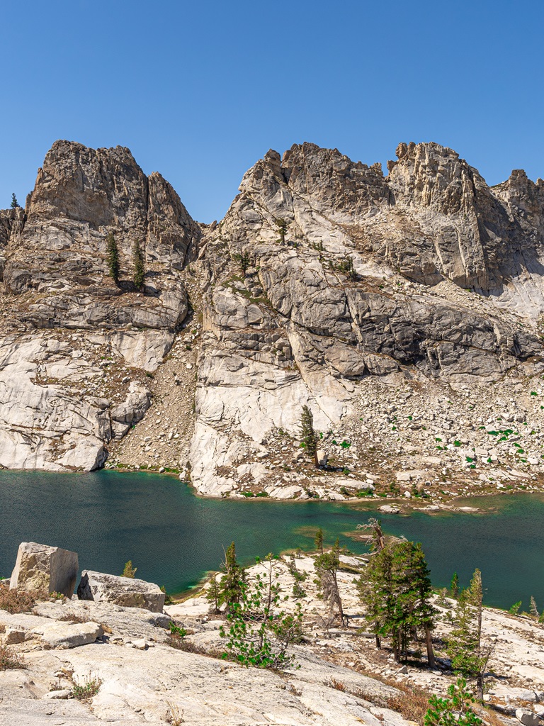 View of a big alpine lake known as Pear Lake in Sequoia National Park.