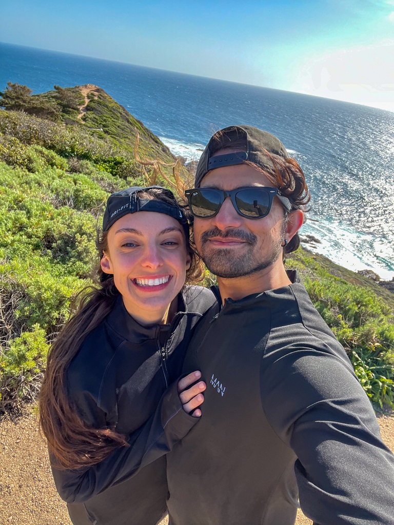 Man and woman taking a selfie on top of Whale Peak in Garrapata State Park.