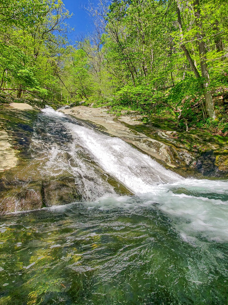 "The Slide" which is a natural water slide along the Cedar Run Trail in Shenandoah National Park.