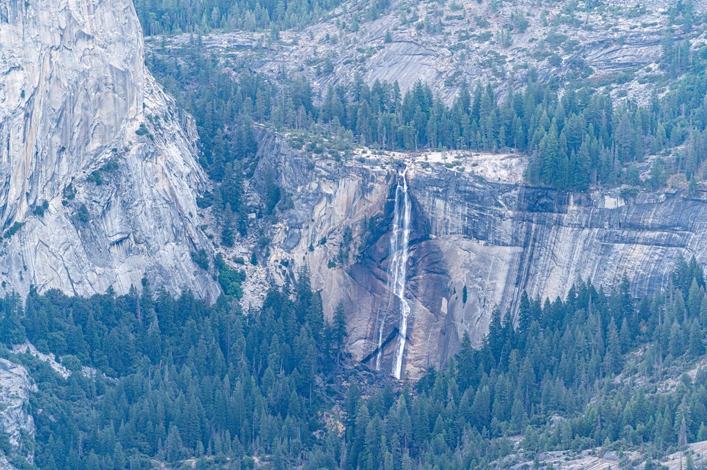 Zoomed in shot of Nevada Fall from Glacier Point