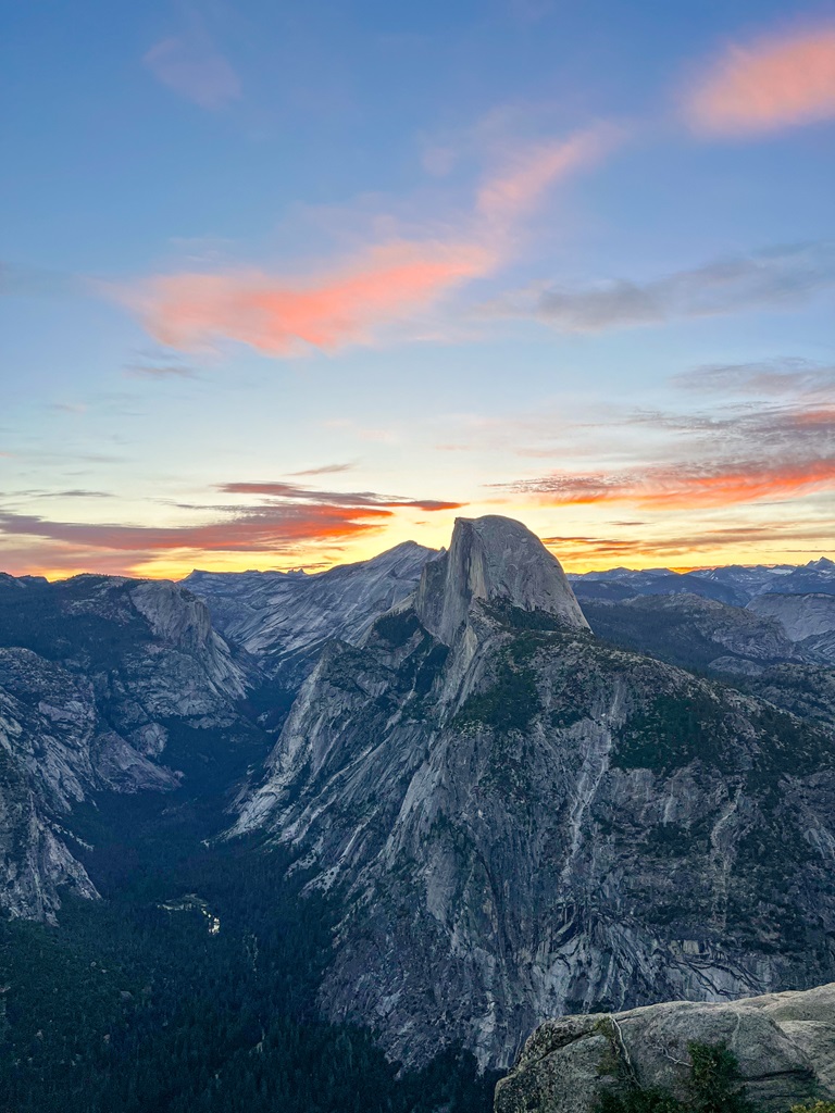 Sunrise from Glacier Point with view of Half Dome.