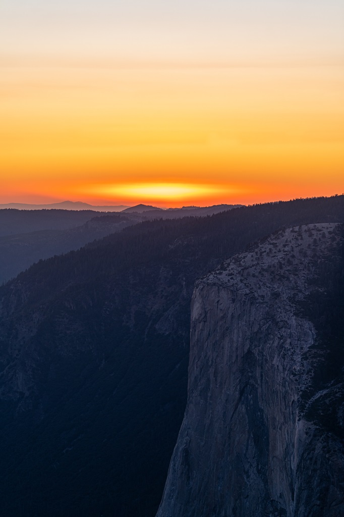 View of El Capitan during sunset from Sentinel Dome.