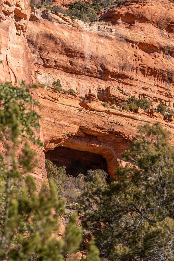 View of Fay Canyon Arch from the Fay Canyon Trail using a zoom lens.