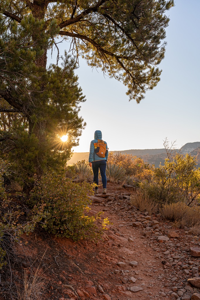 Woman hiking along the Wilson Mountain Trail in Sedona.