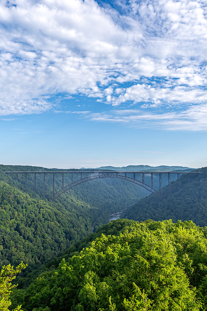 View of the New River Gorge Bridge from the Long Point Overlook.