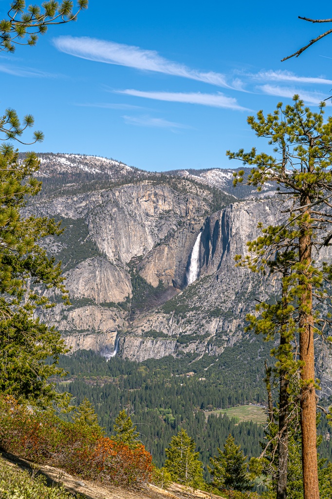 View of Yosemite Falls from Panorama Trail in spring.