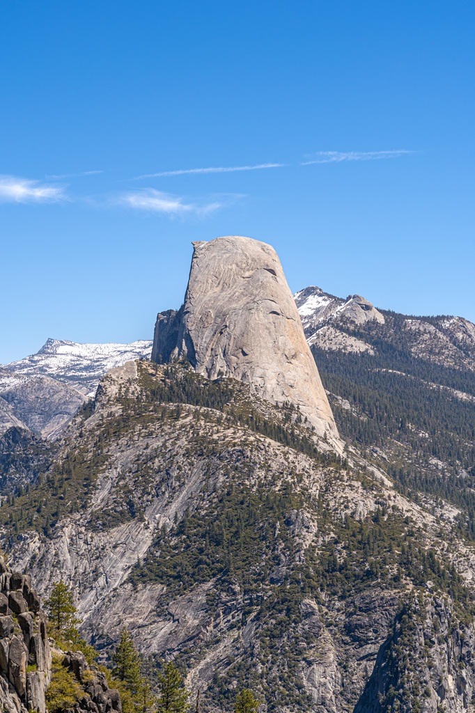 View of Half Dome from Panorama Trail in spring.