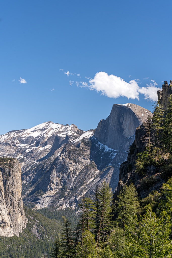 Views of Half Dome, Clouds Rest, and eastern portion of Yosemite Valley from Union Point off Four Mile Trail.