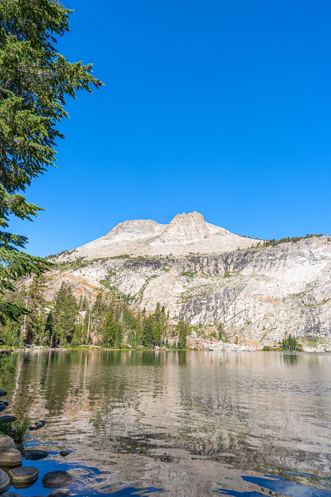 Mount Hoffmann rising above May Lake in Yosemite National Park.