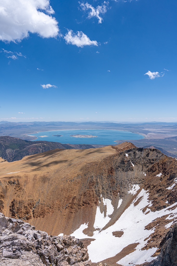 View of Mono Lake from Mount Dana's summit in Yosemite National Park.