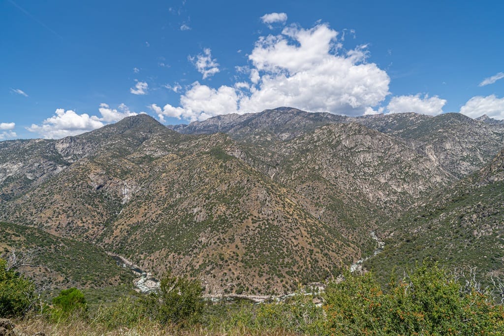 View of a horseshoe bend of the Kings River in Kings Canyon National Park.