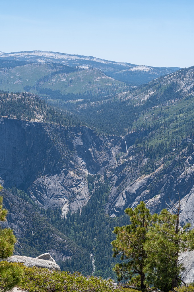 View of Illilouette Fall from North Dome in Yosemite National Park.