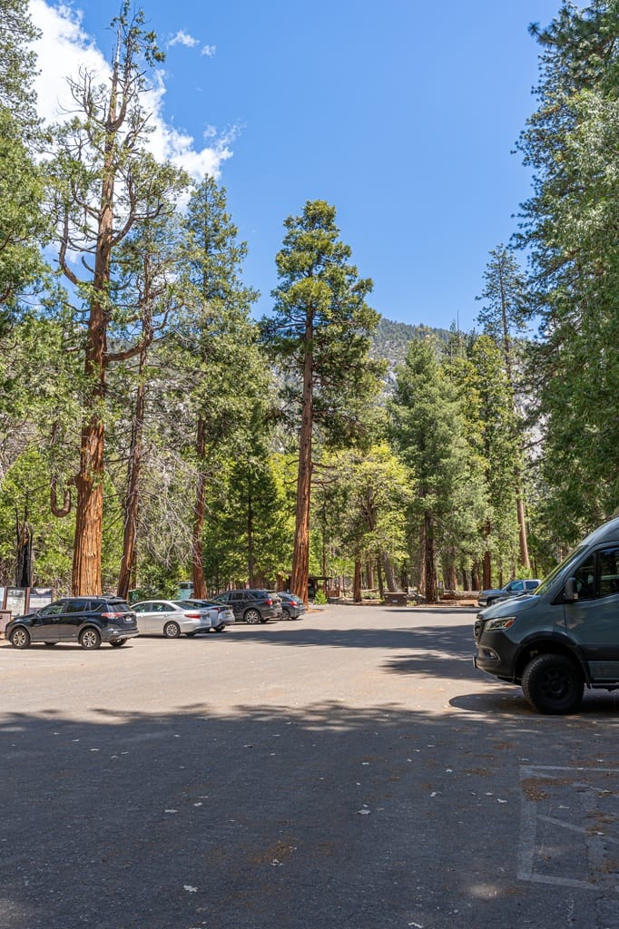 Road's End parking lot in Kings Canyon National Park.
